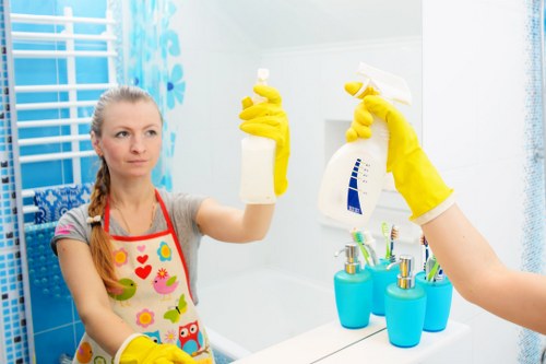 Carpet cleaning technician preparing safe equipment before service