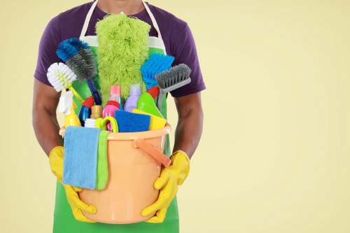 Carpet cleaning team sorting recyclable materials in a sustainable London setting
