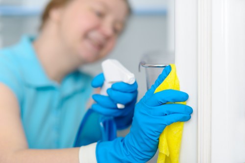Professional carpet cleaning team working in a W1 interior